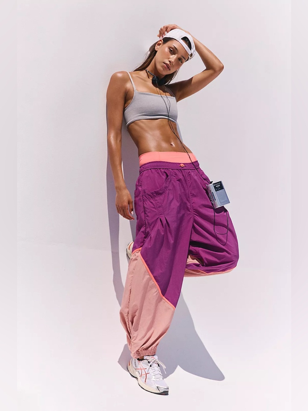 FP Movement by Free People Freeflow Pants in Mulberry & Plum Colorblock NWT